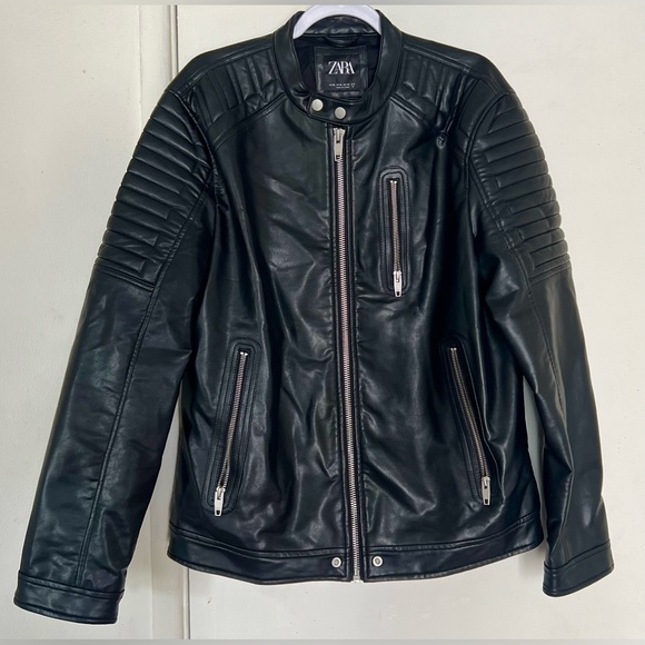 ZARA Leather Biker Jacket - Size XL, Great Condition! - Picture 1 of 5